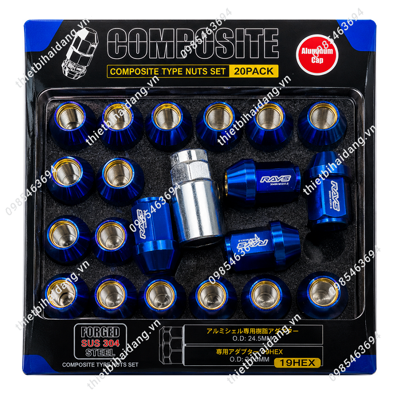 bo-oc-rays-inox-mau-xanh - Copy Bộ ốc rays Inox 304 đúc nguyên khối màu xanh