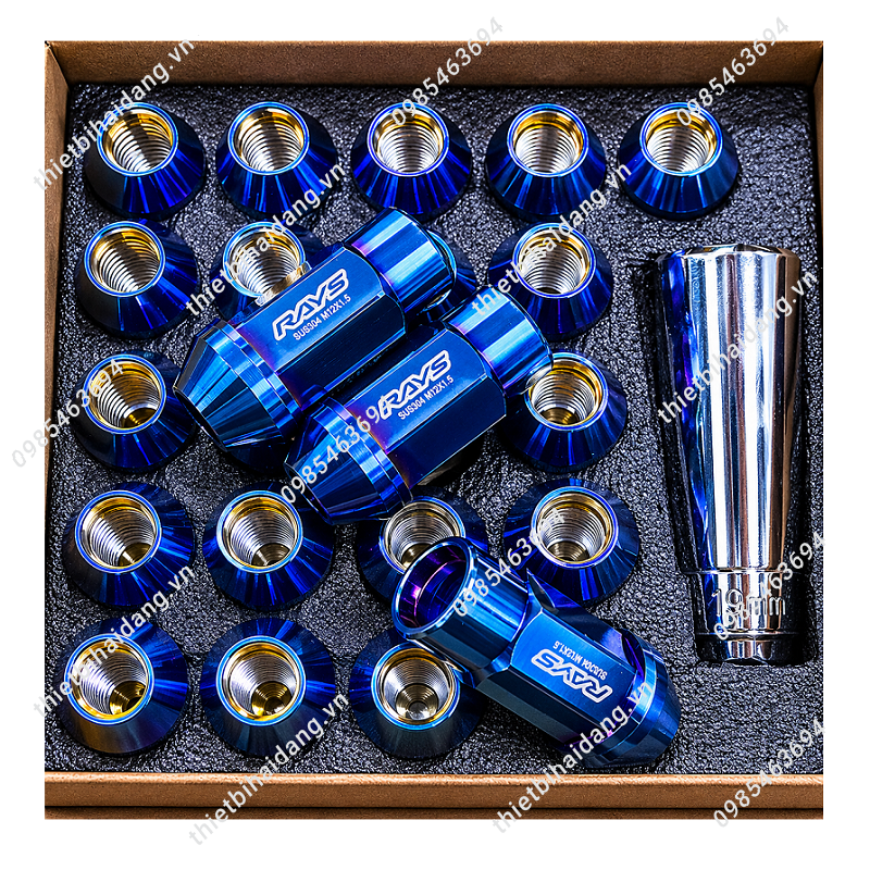 bo-oc-rays-inox-mau-xanh-dai - Copy Bộ ốc rays Inox 304 đúc nguyên khối màu xanh