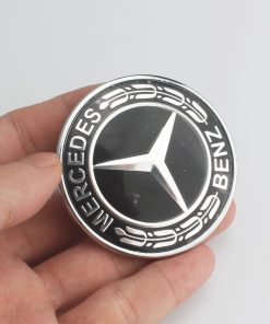 Logo chụp mâm, ốp lazang bánh xe ô tô Mercedes, đường kính 75mm